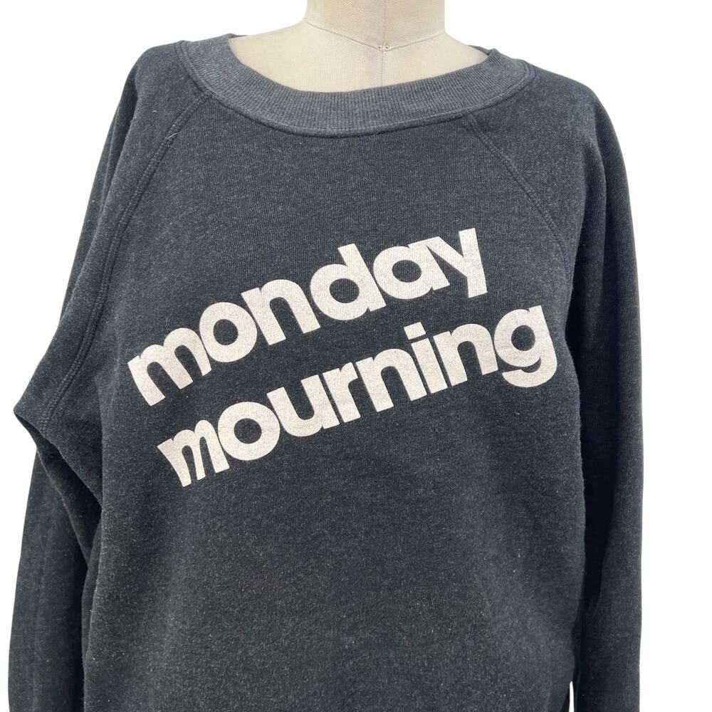Wildfox Monday Mourning Sweatshirt Pullover Top Fleece Black Gray Size XS - Picture 4 of 10